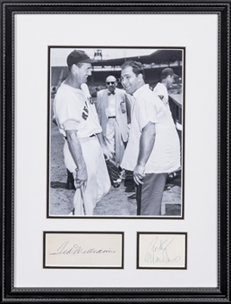 Ted Williams & Rocky Marciano Individual Cut Signatures With 8 x 10 Photo In 13 x 17 Framed Display (Beckett)